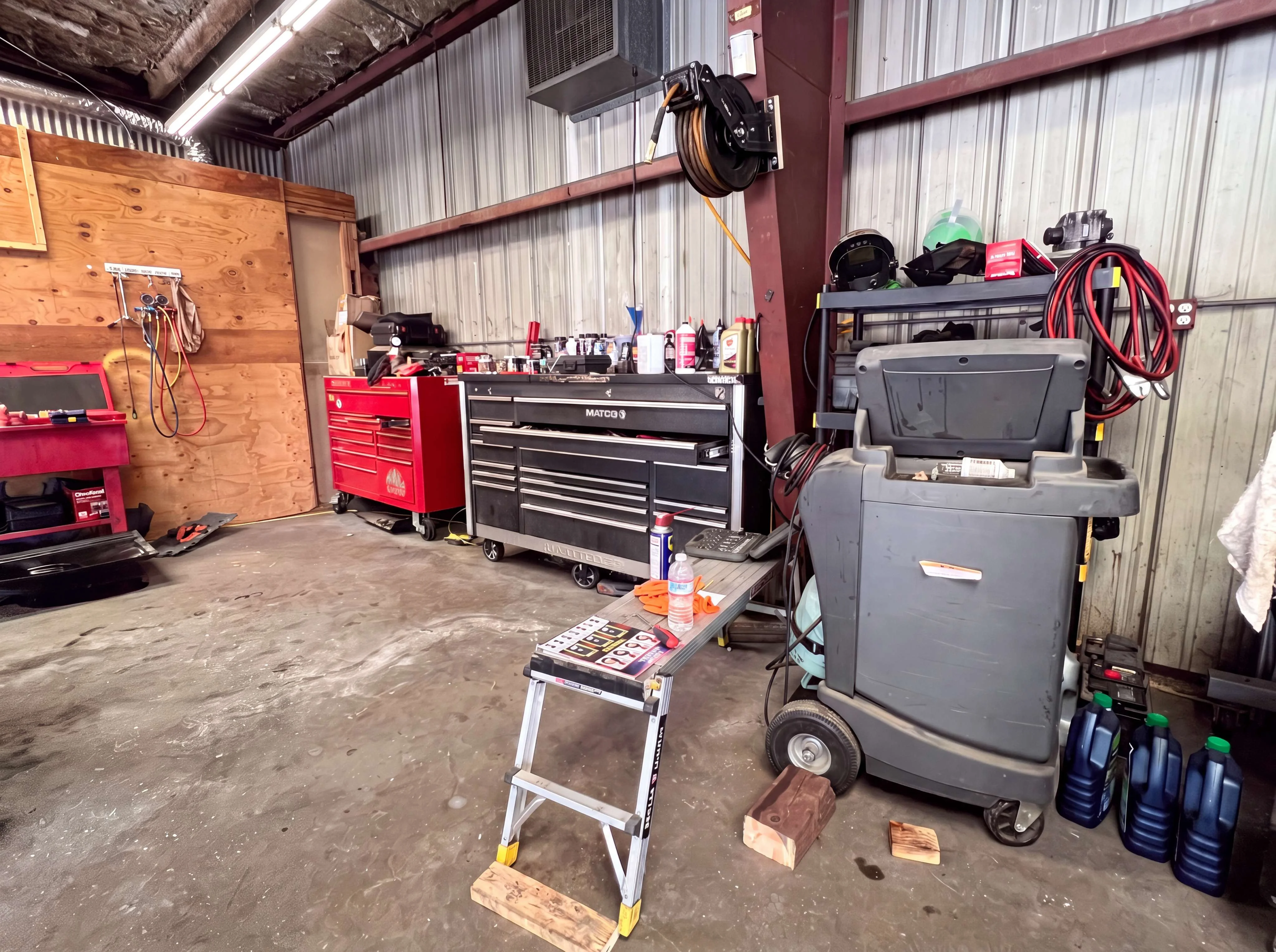 Tool chests and equipment inside I Care Automotive